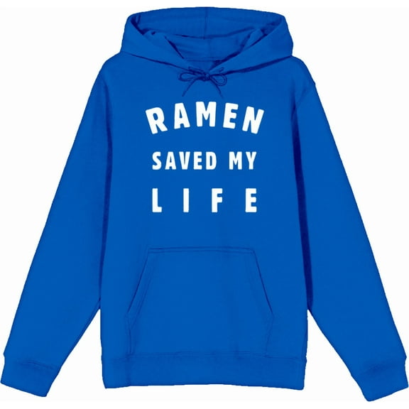 Ramen Saved My Life Adult Blue Long Sleeve Hoodie-Large
