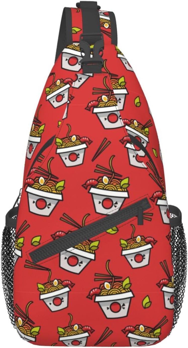 Ramen in Japanese style Pattern Sling Bag Crossbody Hiking Travel Chest Bags Backpack Shoulder Daypack for Women Men