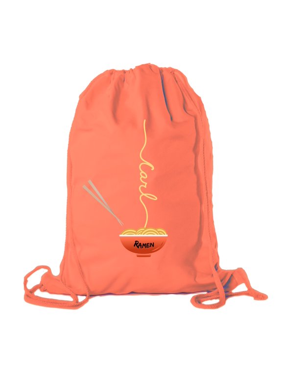 Ramen noodle Backpack Personalized Drawstring Bag Cotton Canvas Cinch Backpacks