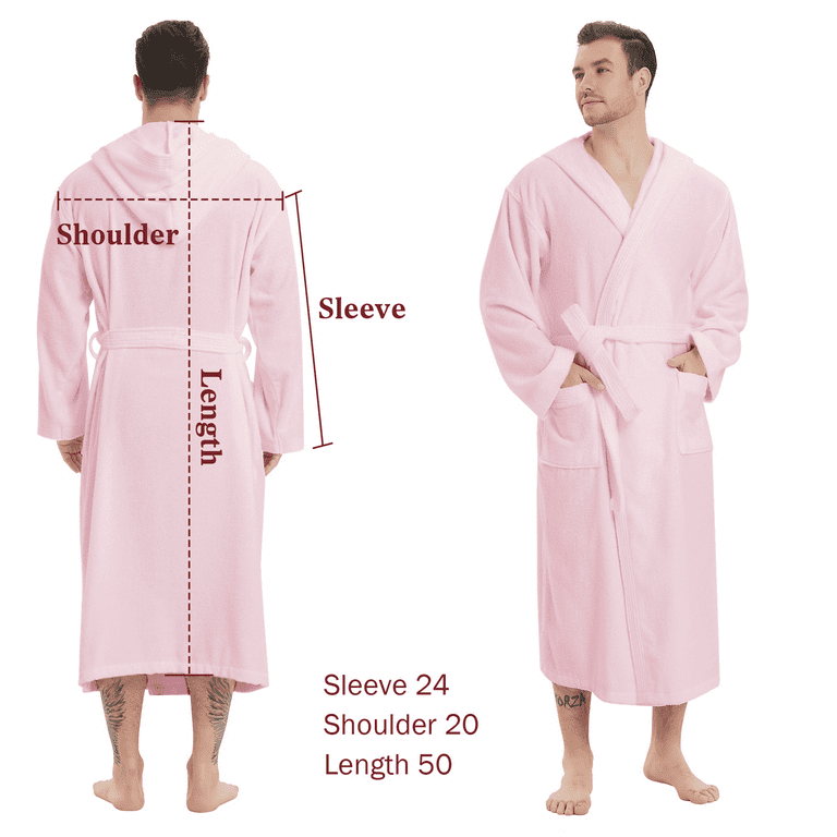 Free Shipping Cotton Terry Cloth Bathrobe for Men Women Hooded Classic Towel Full Length Robe Pink Color One Size Walmart