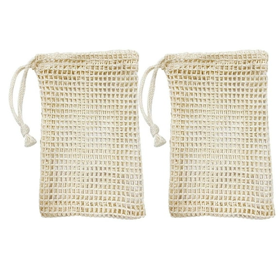 Ramie Soap Foaming Bag 2Pcs Fast Lathering Soap Net Bag Bath Soap Storage Pouch For Shower Bathing Face Washing Easy Drying Reusable Cotton Material Free Size