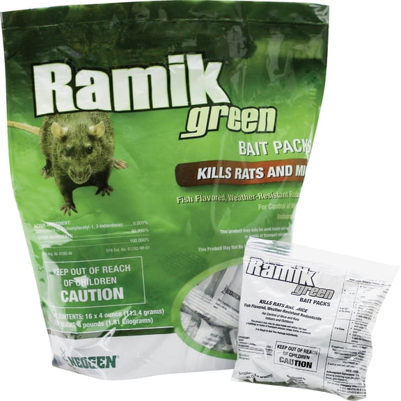Unbranded Ramik Green Bait Packs Rodent Bait - Solid - 4 lbs Residential Use, Standard Application