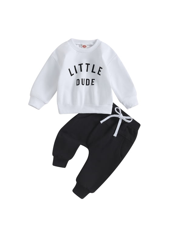 12-18 Month Boy Clothes Baby Boy Clothes Letters Embroidered Baby Sweatshirt Romper Waffle Pants Set Infant Boy Fall Winter Outfits(White,18-24 Months)