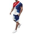 thumbnail image 1 of Ramiter 4th of July Men Outfit American Flag Short Sleeve Shirt Shorts Independence Day Clothes Set Blue,L, 1 of 4