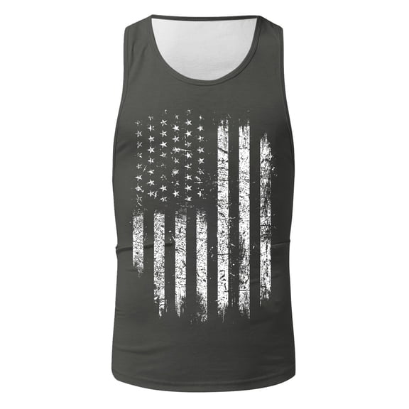Ramiter 4th of July Tank Men's Midweight Cotton Tanks, Sleeveless Shirts Mens Tank Top Undershirt Grey M