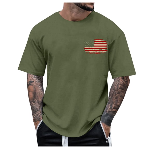 Ramiter American Shirts for Men Men's Workwear Short Sleeve Tee Navy M