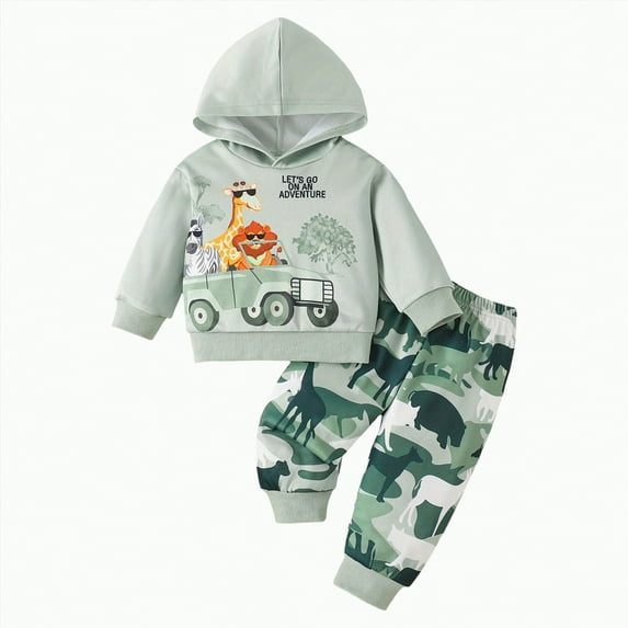 Ramiter Baby Boy Clothes 12-18 Months Boys Outfits Toddler Baby Boy Fall Winter Clothes Graphic Long Sleeve Sweatshirt Pullover Tops + Joggers Pants Outfit Set(Green,12-18 Months)