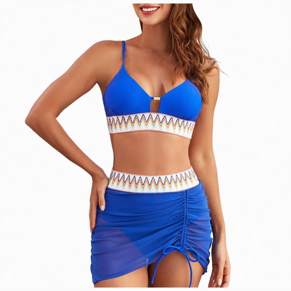 Ramiter Bikini Set - Two Piece Triangle Swimsuit Tie Bathing Suit Cute Swimwear Vacation Outfits for Women(Blue,S)