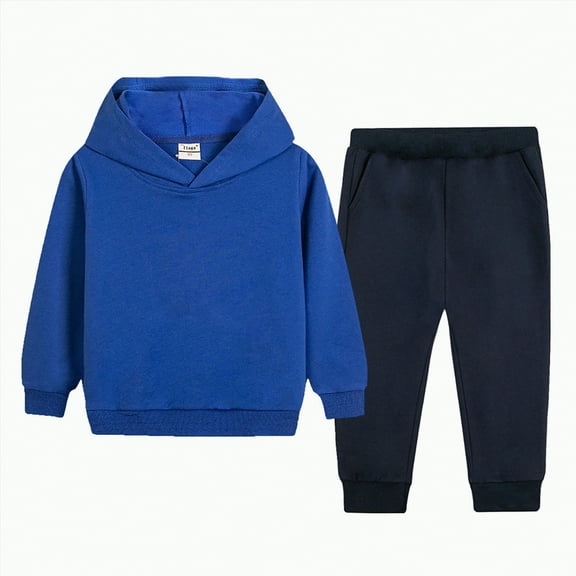 Ramiter Boys Clothes Size 10-12 Youth Boys Clothes Long Sleeve Color-blocked Hoodie Top and Pants 2PCS Winter Sweatsuits Fall Boys Outfits(Dark Blue,3-4 Years)