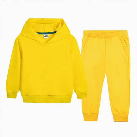 Ramiter Boys Outfits Size 7 Boys Clothes 2Pcs Long Sleeve Patchwork Hoodie Sweatshirt Sweatpants Boy Sweatsuit(Yellow,3-4 Years)