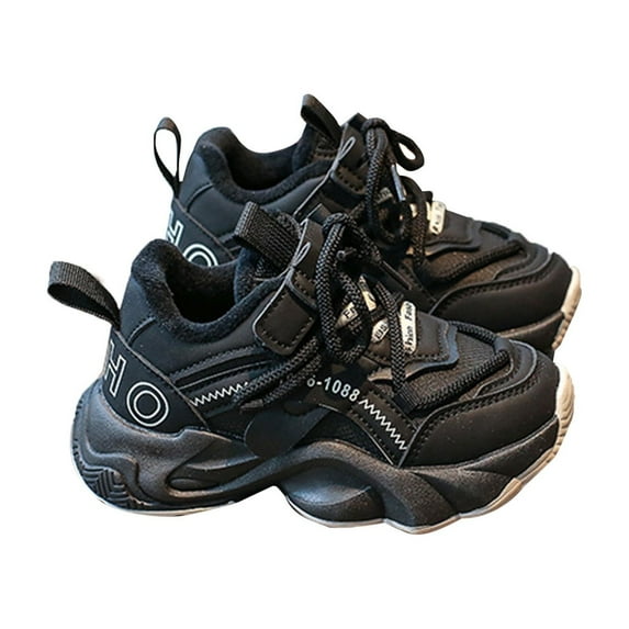 Ramiter Boys' Sneakers Fashion Children's Sports Shoes Winter New Running Shoes Solid Color Shoes Warm Fuzzy Boy's and Girl's Shoes Kids Shoes High Top,Black