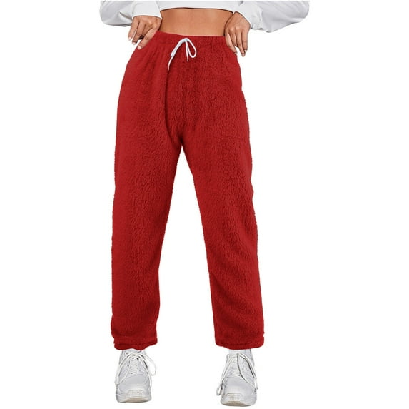 Ramiter Cargo Pants Women's Overlap Waist Seam Front Palazzo Wide Leg Pants High Waist Long Pant Casual Trousers Red,XL