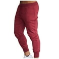 thumbnail image 1 of Ramiter Cargo Pants for Men Men's Lightweight Elastic Waist Pants Drawstring Athletic SweatPants with Zipper Pockets for Hiking Casual Travel Red,2XL, 1 of 4