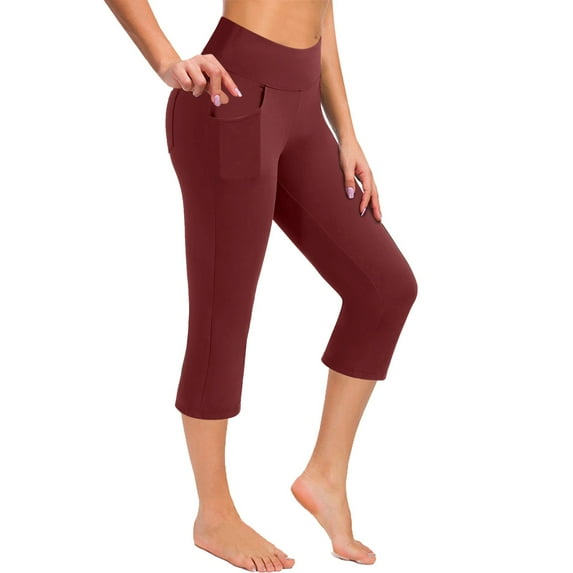 Ramiter Fleece Lined Leggings High Waisted Leggings for Women Workout Leggings with Inner Pocket Yoga Pants for Women XL,Wine
