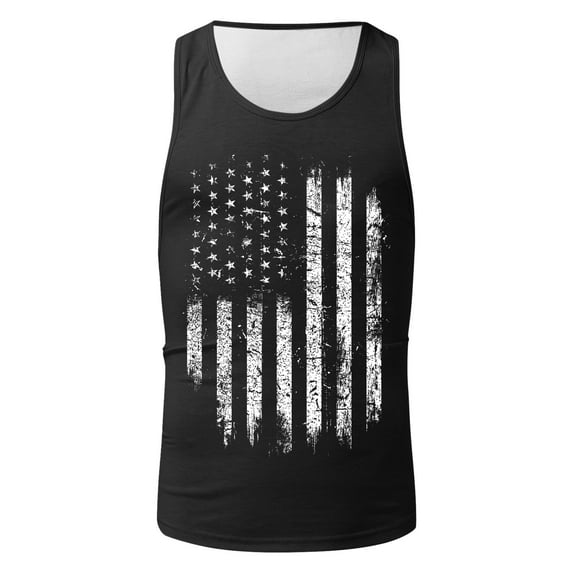 Ramiter Funny Independence Day Tank Gym Tank Tops for Men Men's Tank Tops Cotton Performance Sleeveless Casual Classic T Shirts Black M