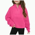 thumbnail image 1 of Ramiter Girls Sweatshirt Sweatshirts for Teen Girls Half Zip Long Sleeve Cropped Hoodies Trendy Cute Clothes for Girls with Thumb Hole(Hot Pink,11-12 Years), 1 of 7