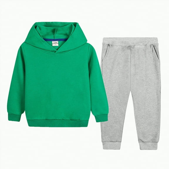 Ramiter Girls Hoodies Boys Clothes Long Sleeve Hoodie Sweatshirts and Sweatpants Set 2 Piece Fall Winter Boys Hoodies Size(Dark Green,5-6 Years)