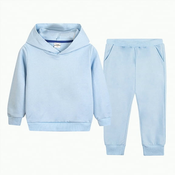 Ramiter Girls Hoodies Fleece Pullover Hoodie and Pants Outfit Set Toddler to Little Kid Sizes(Light Blue,5-6 Years)