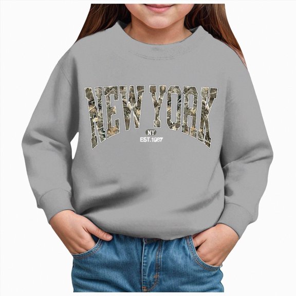 Ramiter Girls Hoodies Sweatshirt Back to School Outfit Oversized Pullover First Day of School Graphic Tee Tops(Grey,2Y)