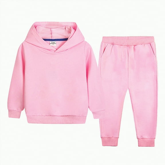 Ramiter Hoodies for Girls Fleece Pullover Hoodie and Pants Outfit Set Toddler to Little Kid Sizes(Pink,7-8 Years)