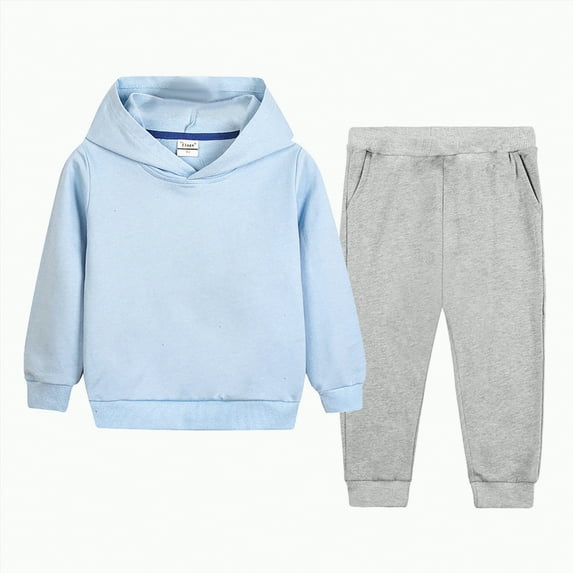 Ramiter Hoodies for Girls Toddler Boy Clothes Long Sleeve Hoodie Sweatsuits Tops and Pants 2Pcs Boys Fall Winter Outfits Set(Sky Blue,18-24 Months)