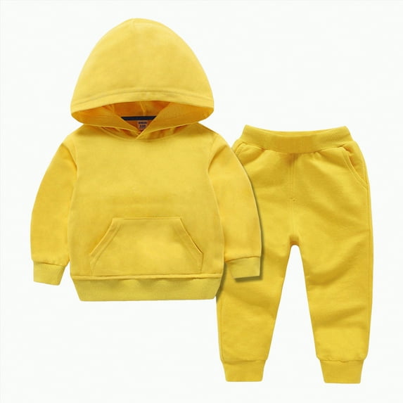 Ramiter Hoodies for Boys 10-12 Kids Boys Clothes Hoodie Sweatshirts and Pant 2Pcs Fall Outfits Set Size(Yellow,2-3 Years)