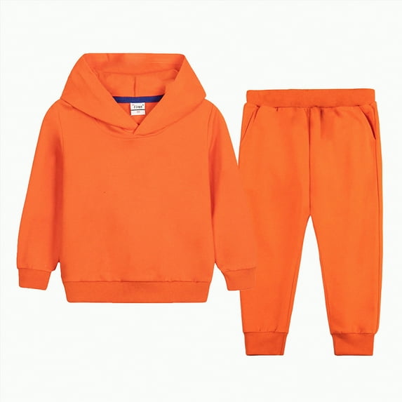 Ramiter Kids Clothes Boys Boys Clothes Long Sleeve Hoodie Sweatshirts and Sweatpants Set 2 Piece Fall Winter Boys Hoodies Size(Orange,11-12 Years)