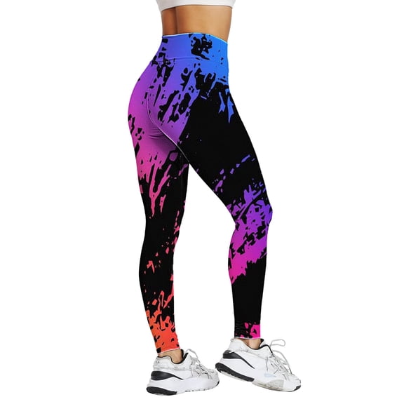 Ramiter Leggings for Women Leggings for Women Yoga High Waist Lifting Tummy Control Solid Color Textured with Pockets Workout Pants L,Purple