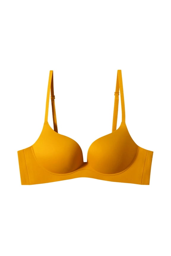 Lingerie for Women Plus Size All Day Deep V Wireless Bra, Bras for Women No Underwire, Comfortable Bra and Supportive Bras for Women, No Wire Bra L,Yellow