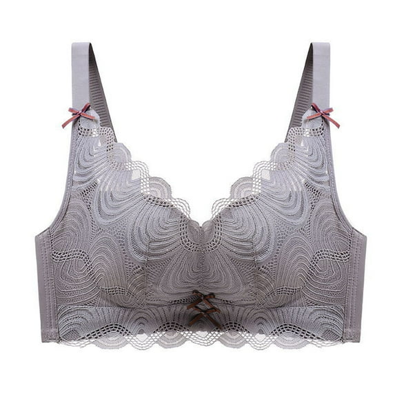 Ramiter Lingerie for Women Bra UnderwearNylonSolid Color Wireless YogaWoman Bra Gathers Big cup Lace Jacquar d Underwear for Women 36/80B,Blue