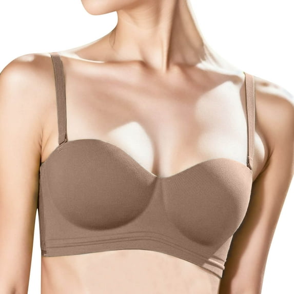 Ramiter Lingerie for Women Women Sexy Wireless Bra Top Vest Breathable Chest Pad Wearing Sports Underwear 36,Coffee