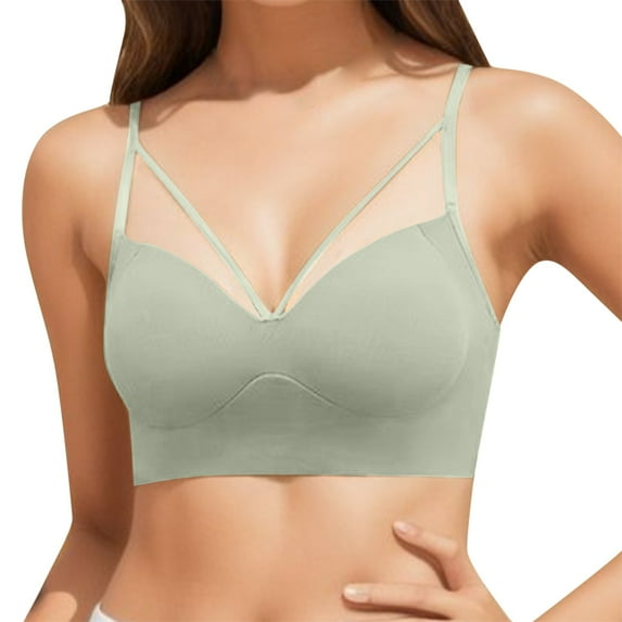 Ramiter Lingerie for Women Women Wirefree Adjustable Fitness Top Sport Push Up Seamless Running Yoga Bra One Size,Green