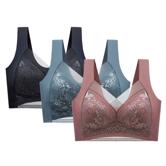 Ramiter Lingerie for Women Womens 18 Hour Side & Back Smoothing Wireless Bra, Cool Comfort Wire-Free Bra 2XL,Red