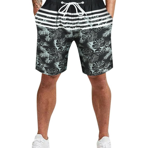 Ramiter Men'S Shorts Men's Summer Casual Short Pant Casual Hawaiian Style Printed Short Floral Beach Splicing Fashion Beach Pants Shorts Black,3XL