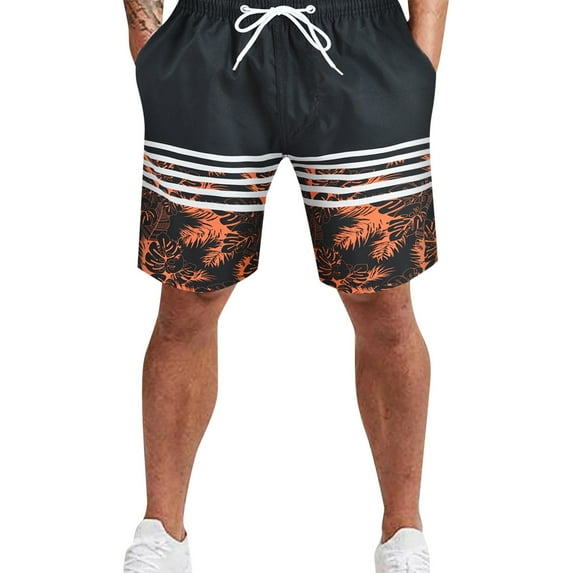 Ramiter Men'S Shorts Men's Summer Fashion Short Pant Casual lace-up Style Loose Short Solid Beach Casual Loose Pants Shorts Orange,4XL