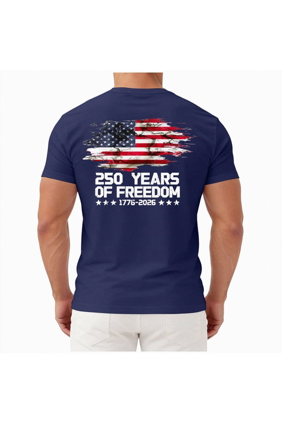 Men's American 250Th Anniversary Print Casual T-Shirt America 250 Years USA 1776 2026 Shirt(Navy,S)