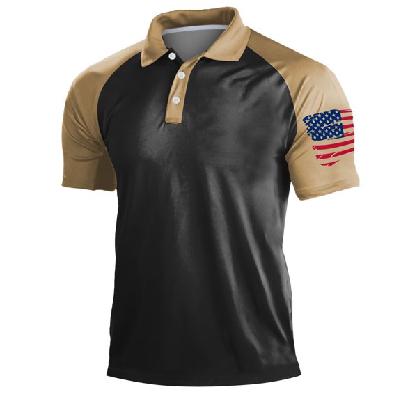 Ramiter Men's Independence Day Shirt Men's Cotton T-Shirt Short Sleeve Crew Neck Tee Shirts Casual Khaki 3XL