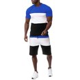 thumbnail image 1 of Ramiter Mens 2 Piece Outfits Mens 2 Piece Outfits Casual Tracksuit Shorts Summer Sweatsuit Short Sleeve Sport Set Blue,L, 1 of 8