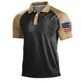 thumbnail image 1 of Ramiter Mens American Flag Shirt Men's T Shirt Cotton Short Sleeve Crew Neck Plain Tee Top Tshirts Khaki 2XL, 1 of 3