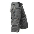 thumbnail image 1 of Ramiter Mens Cargo Shorts Men's Cotton Full Elastic Waist Cargo Shorts Loose Fit Drawstring Short Grey,L, 1 of 2