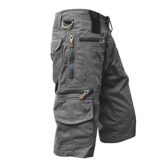 Ramiter Mens Cargo Shorts Men's Cotton Full Elastic Waist Cargo Shorts Loose Fit Drawstring Short Grey,L