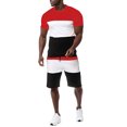 thumbnail image 1 of Ramiter Mens Loungewear Sets Men's 2 Piece Outfits Short Sleeve Shirt and Drawstring Shorts Set Red,M, 1 of 8