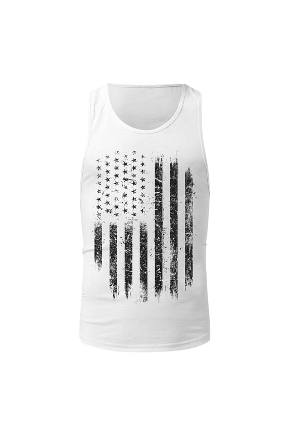 Mens Patriotic Tank Linen V Neck Sleeveless Beach Summer Casual Men's Fashion Shirt Tops Tank White M