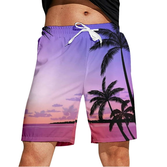 Ramiter Mens Shorts Casual Pockets Pants Fitness Mens Summer Printed Beach Shorts Bodybuilding Men's pants Purple,2XL