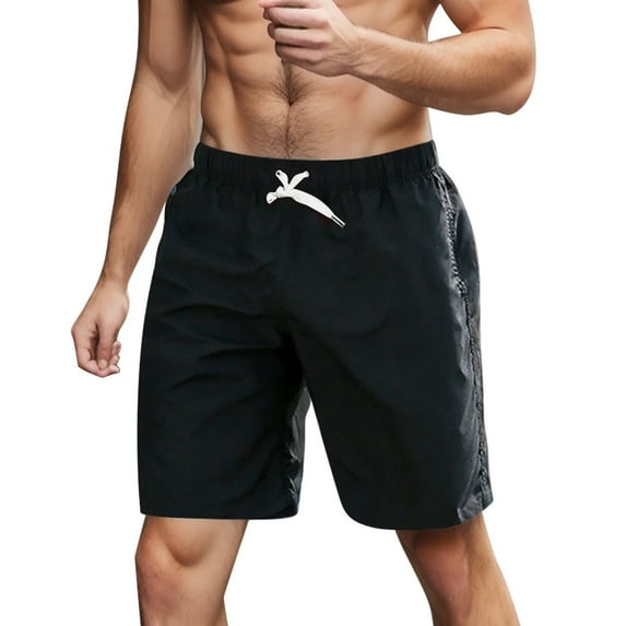 Ramiter Mens Shorts Men Spring Summer Short Pant Leisure Vacation Party Short Beach Hawaii Print LaceUp Fashion Short Pant Black,L