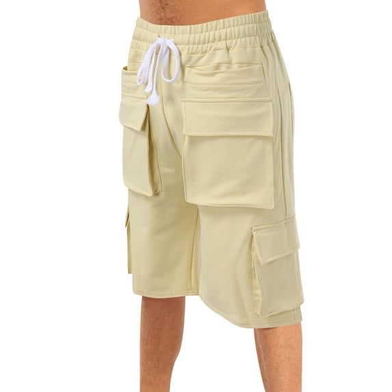 Ramiter Mens Shorts Men's Beach Casual Five Point Shorts Straight Shorts Casual Sports Fitness Loose Shorts Beige,L