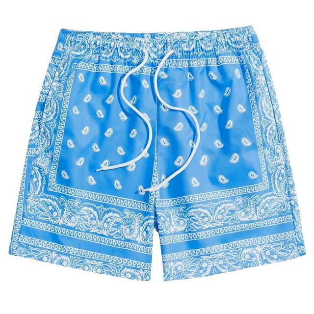 Ramiter Mens Swimsuit Mens Swim Trunks with Compression Liner Beach Board Shorts Men Quick Dry Bathing Suit with Pockets Light Blue,L