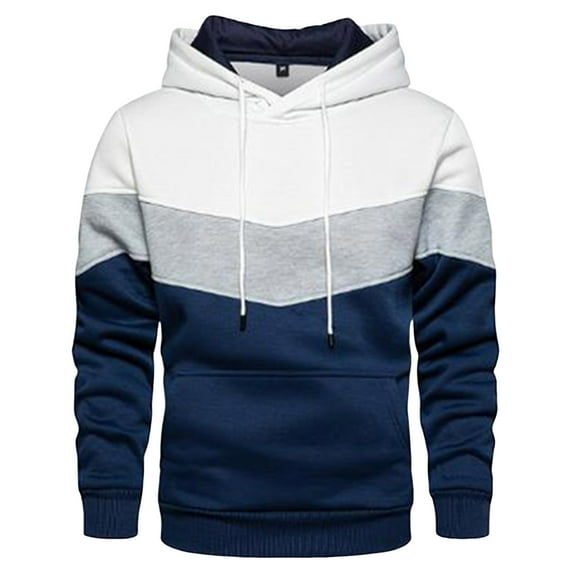 Ramiter Mens Winter Sweaters Men Hoodies Color Blend Fleece Pullover Pocket Sweatshirts White,XL