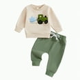 thumbnail image 1 of Ramiter Outfit Boy Baby Boy Cloth Toddler Baby Boy Fall Winter Clothes Graphic Long Sleeve Sweatshirt Pullover Tops + Joggers Pants Outfit Set(Khaki,18-24 Months), 1 of 5