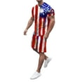 thumbnail image 1 of Ramiter Outfits for Men Set Independence Day Fag Spring And Summer Fashion Leisure Seaside Beach Holiday rShort Sleeve Shirt And Shorts Suit Two Piece Red,S, 1 of 4